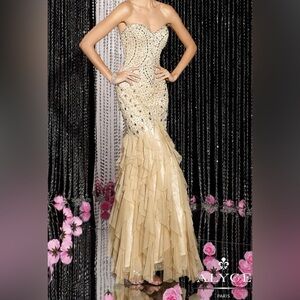 Alyce Paris Strapless Champagne Gown